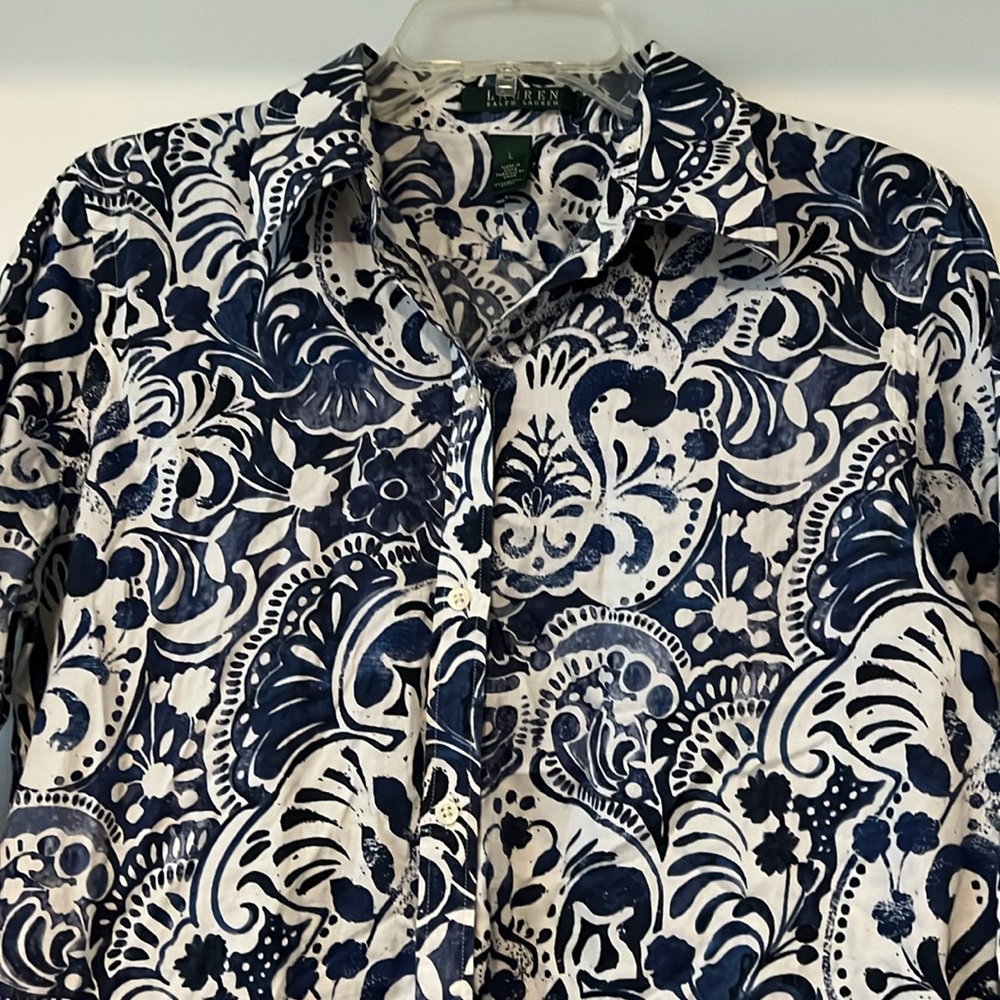 Lauren by Ralph Lauren Floral Paisley Blouse 3/4 Length Sleeve Size Large